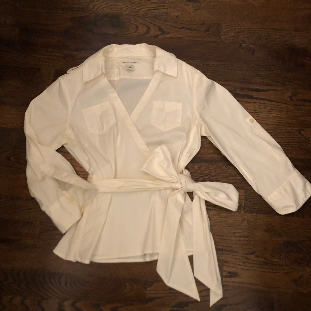 Banana Republic White Wrap Around Blouse